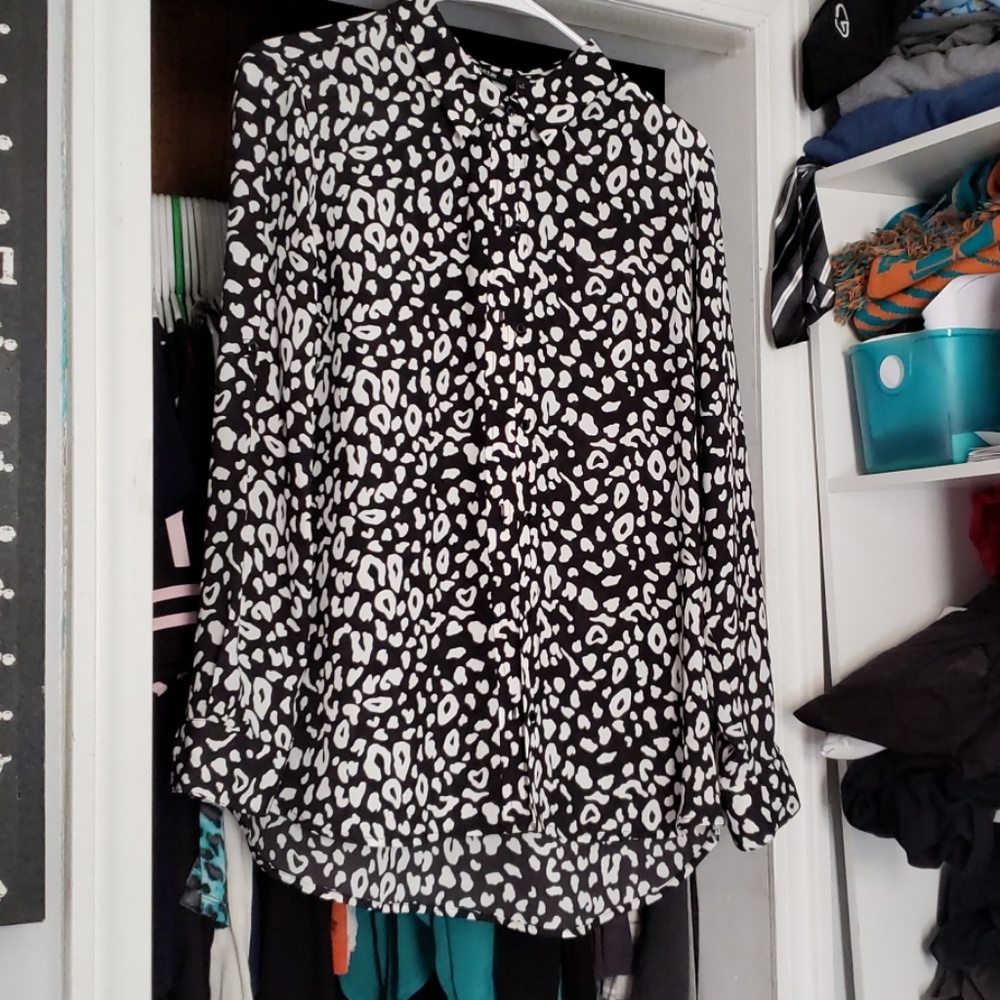 Animal print button up blouse